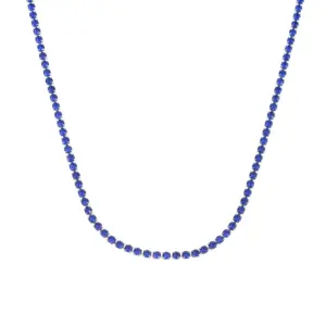 Blue 3mm Diamond Silver Necklace
