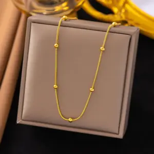 14 [Ah6011] round Snake Bead Necklace Necklace / Gold