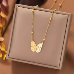 22 [Ah1198] Butterfly Necklace / Gold