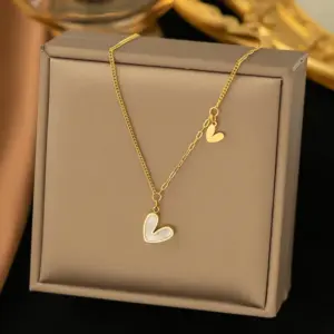 【AH615】Large and Small Heart Necklace / Gold