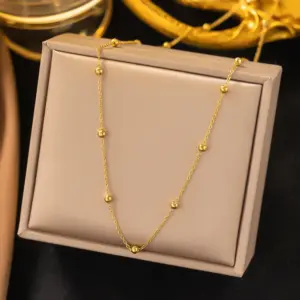 【AH229】Round Bead Chain Necklace / Gold