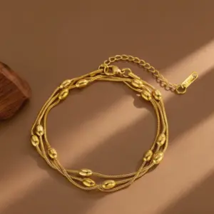 S070-Oval Snake Chain-Bracelet- Gold