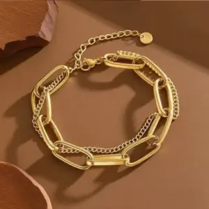S0219-Double Layer Thick Chain-Bracelet- Gold