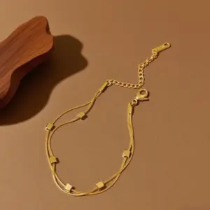 S053-Double Layer Square-Bracelet- Gold