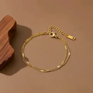 S0141-Side Pressed Light Chain-Bracelet- Gold