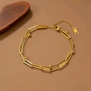 S015-Ball + Cross-Bracelet- / Gold