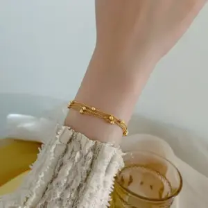 S0188-Multi-layer Ball Chain Bracelet - Gold