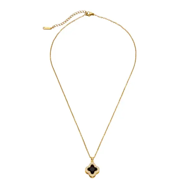 New Design Titanium Steel Necklace Women's Simple Fashion Zircon Inlay Light Luxury Clavicle Chain Geometric Heart Pattern