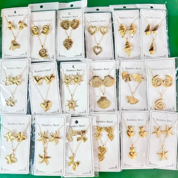 New-Vintage-Court-Stainless-Steel-Gold-Plated-Jewelry-Set-Ocean-Pattern-Earrings-Necklace-Non-Fading-Luxury-Style-For-Women-main-image-1-1 New Vintage Court Stainless Steel Gold Plated Jewelry Set Ocean Pattern Earrings Necklace Non Fading Luxury Style For Women