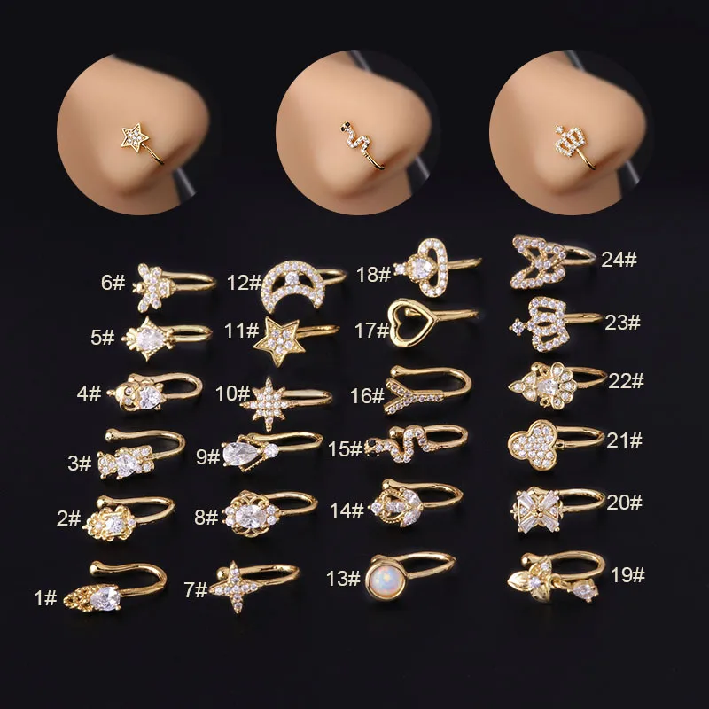 Wholesale Nose Rings & Studs Fashion Geometric Copper Plating Nose Pin