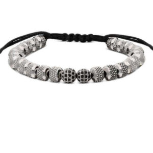 Steel color 6mm pineapple beads 2 black diamond balls