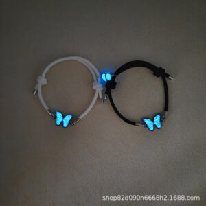A pair of luminous butterflies (black + white rope)