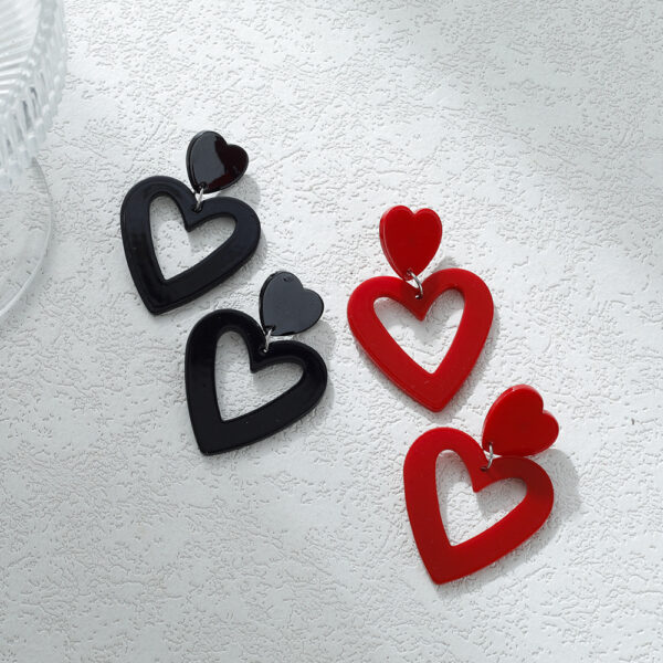 Wholesale Valentine's Day Acrylic Red Heart Earrings Peach Heart Cut Out Earrings for Women