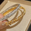 Wholesale 18K genuine gold electroplated zircon wheat ear woven bracelet