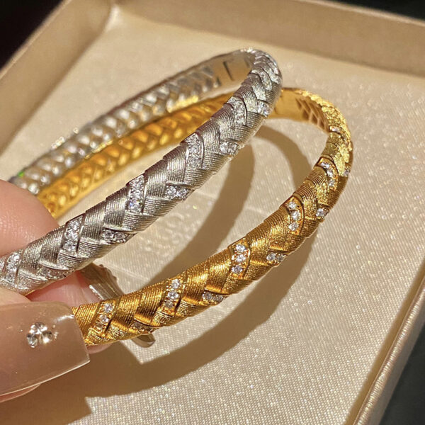 Wholesale 18K genuine gold electroplated zircon wheat ear woven bracelet