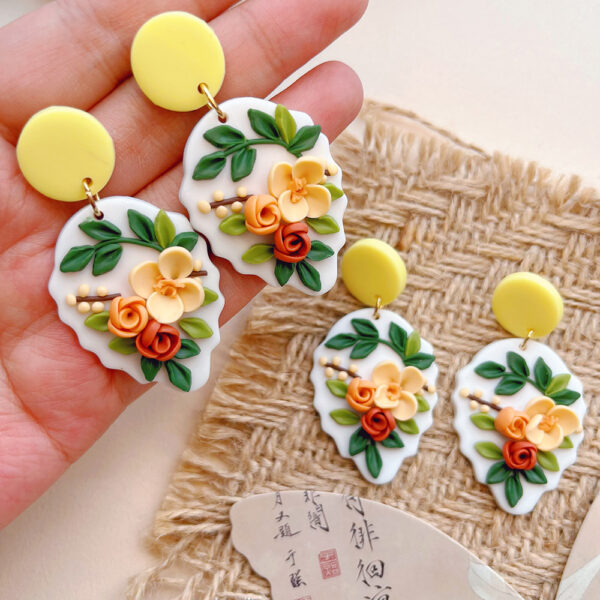Wholesale Romantic and Cute Flower Soft Ceramic Earrings