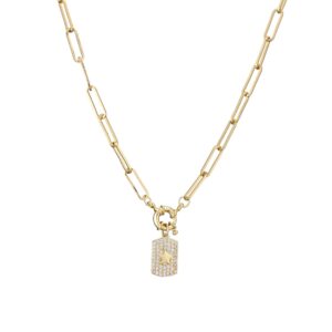 Golden white diamond pentagram necklace