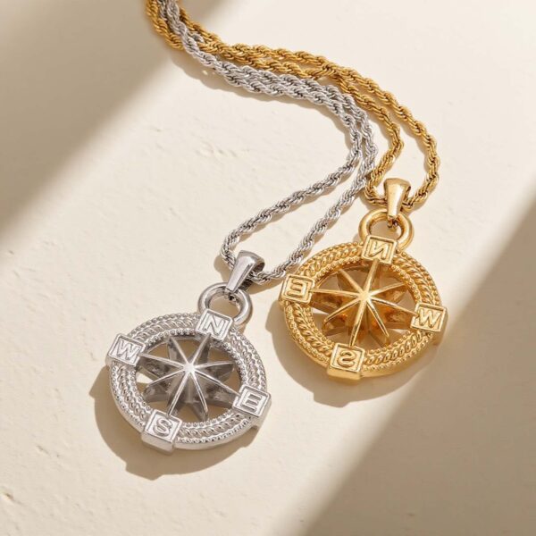 Wholesale Gold and silver octagonal star stainless steel necklace