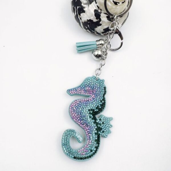 Wholesale Seahorse Keychain Leather Tassel Ocean Crystal Gemstone Diamond Key