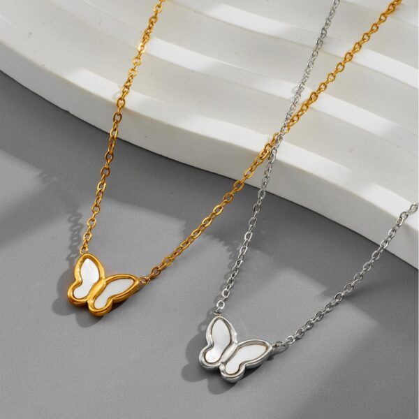 O1CN010AIj2a258LxtcBh50_2218546207481-0-cib Wholesale Titanium Steel White Shell Butterfly Necklace