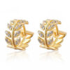 Wholesale Branches inlaid with diamonds, willow leaves, ear loops
