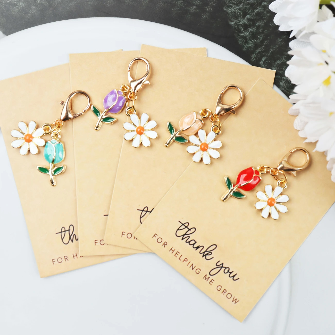 Wholesale Colorful Tulip Suower Alloy Keychain