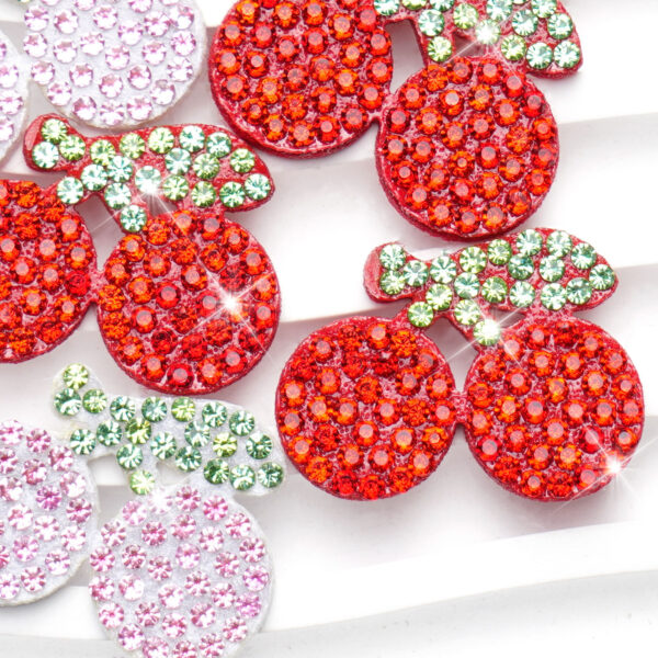 Wholesale Red and pink cherry rhinestone embroidery DIY Patches