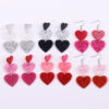 Wholesale Sweet Valentine's Day Glitter Long Heart Acrylic Earrings
