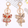 Wholesale Spread Butterfly with Water Diamond Metal Keychain