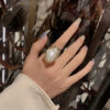 Wholesale Alien pearl gold opening adjustable ring