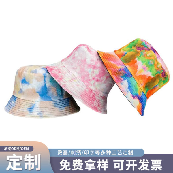Wholesale Outdoor hiking sun protection double-sided tie dye hat fisherman hat