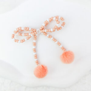 Orange double layer rice beads fur ball bow