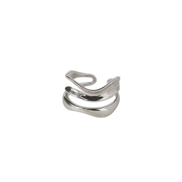 Wholesale metal silver irregular hollow wave pattern open ring