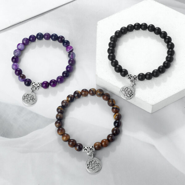 O1CN010Fuk5P1xzT2oCzxoi_2206541996514-0-cib Wholesale 8mm Round Beads Beaded Elastic with Three-Way Alloy Lotus Pendant Buddhist Beads Bracelet