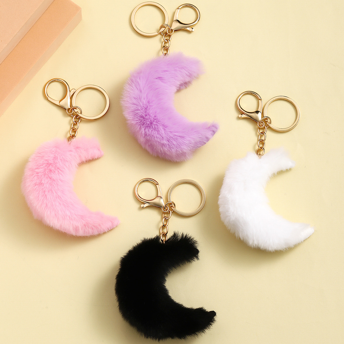 Wholesale Cute Furry Moon m m Plush Keychain Pendant