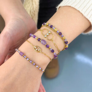 Wholesale natural jasper stone bracelet stainless steel bracelet