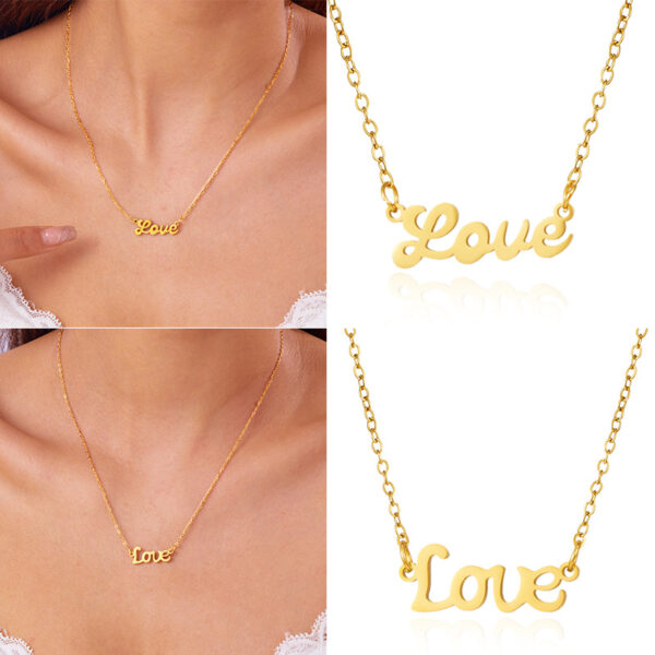 Wholesale Hollow out love letter necklace