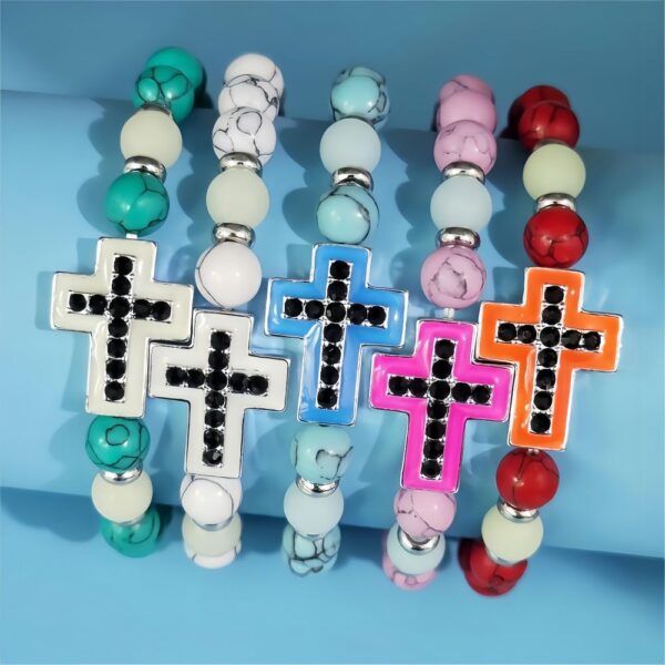 O1CN010KrYY02IVKnQf7ra0_3919529291-0-cib Wholesale Turquoise luminous cross diamond studded prayer bead bracelet