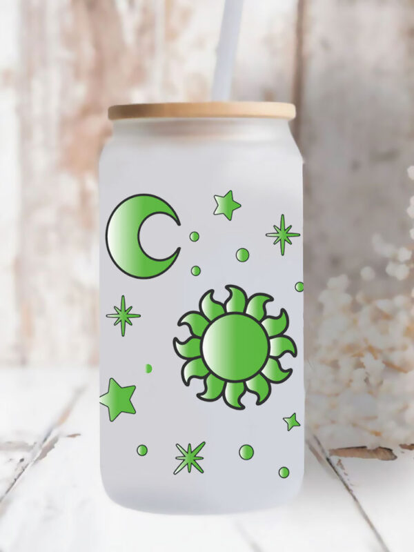 Wholesale Colorful Cartoon Cute Sun Moon and Stars Theme 16oz Cup UV DTF Wraps