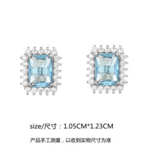 Light sea blue crystal ear clip style