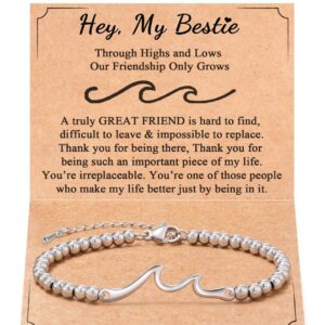 Bestie card 1 + wave silver bead bracelet