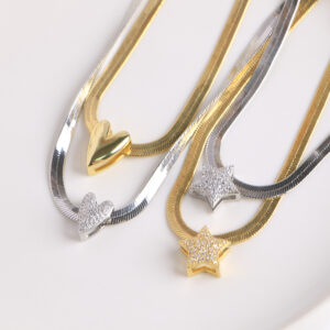 Wholesale 18k gold-plated micro inlaid zircon heart-shaped star pendant necklace