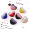 Wholesale 10pcs Love Full Diamond Colorful Splicing Soft Clay Beads