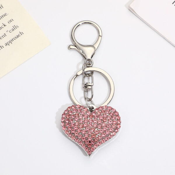 Wholesale Pink and Red Full Diamond Peach Heart Metal Keychain