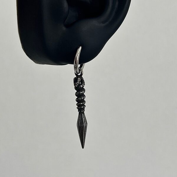 Wholesale Stainless steel retro puncture cross sword pendant earrings