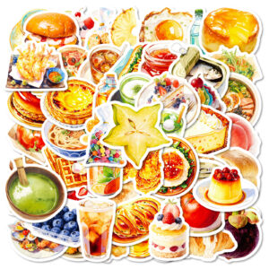 Wholesale 55pcs Realistic Delicious Food Waterproof Vinyl Stickers