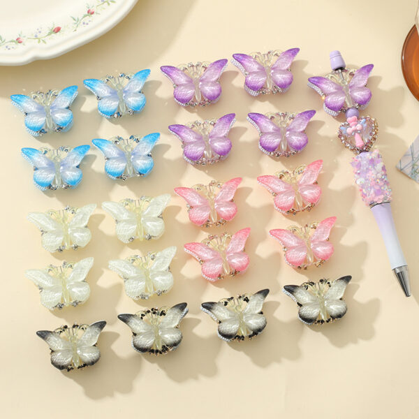 Wholesale 10pcs Gradual Acrylic Butterfly Beaded Jewelry Accessories DIY Beads