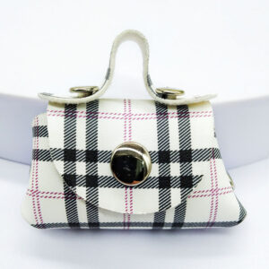 Off-white and purple thread sven plaid handbag