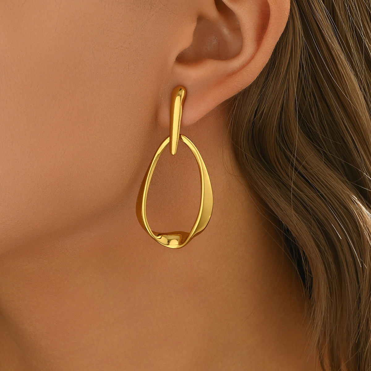 Wholesale Gold Irregular Tearop Earrings