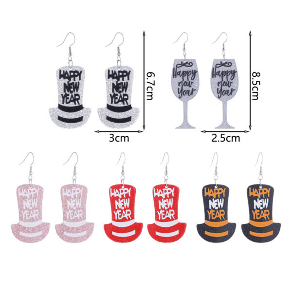 Wholesale Cross-Border Amazon Supply New Year's Celebration New Year's Eve Fireworks 2026 Sweet Cool Style Glitter Acrylic Earrings